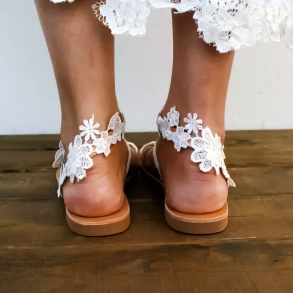 RESTOCKED! Brand New White Lace Wedding Sandals | Ladies Bridal Shoes - Picture 6 of 6